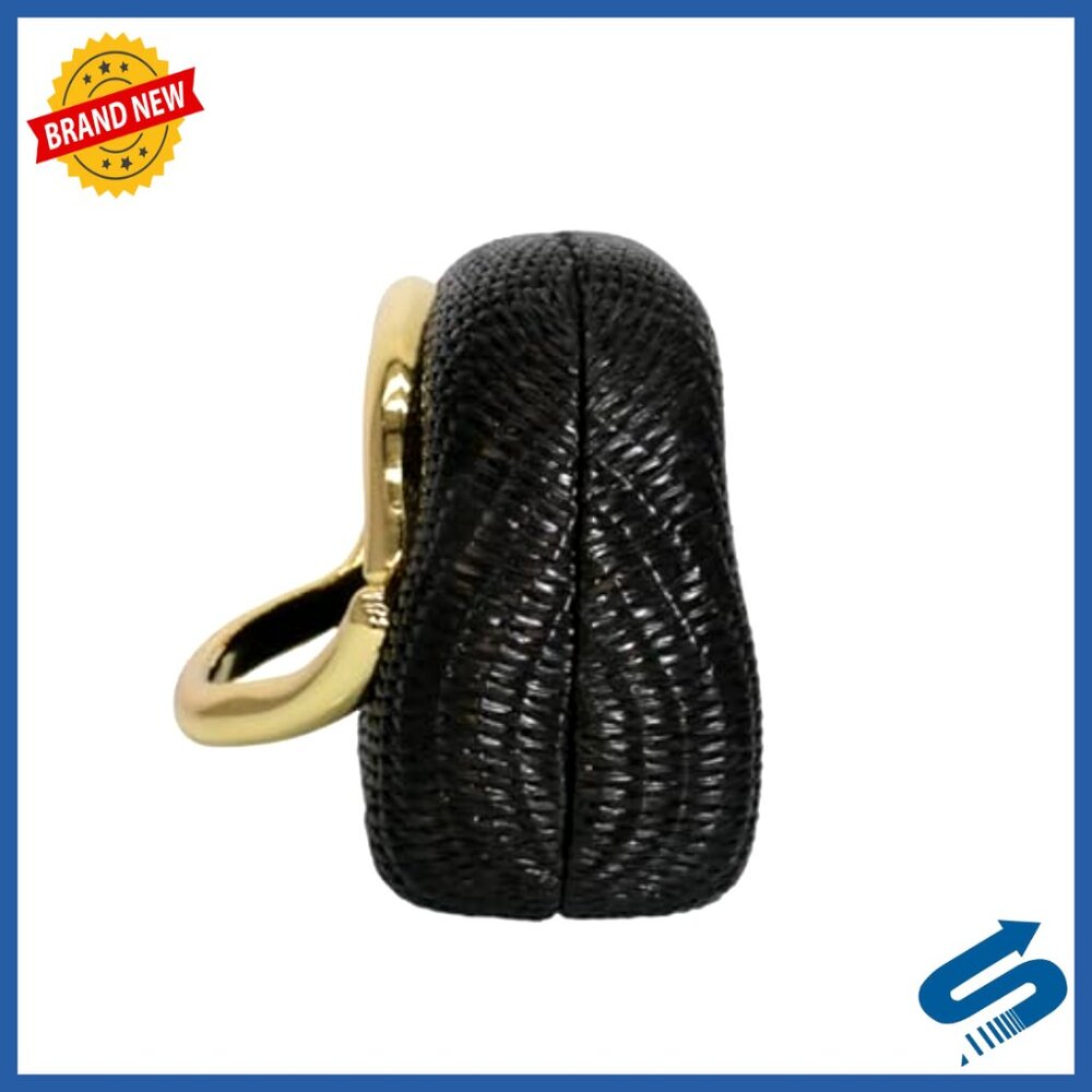 Straw Woven Clutch Purse with Metal Handle Chain Strap Summer Beach Bag - Picture 3 of 6